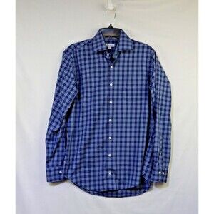 Peter Millar Blue Plaid Button Down Shirt Men's Medium Long Sleeve Preowned